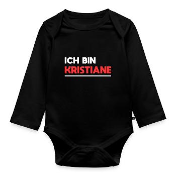 Kristiane Name Spruch für stolze Kristianes - Baby Bio-Langarm-Body - Schwarz - Vorne