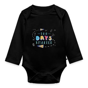 100 Days Of School - Organic Longsleeve Baby Bodysuit - black - Front