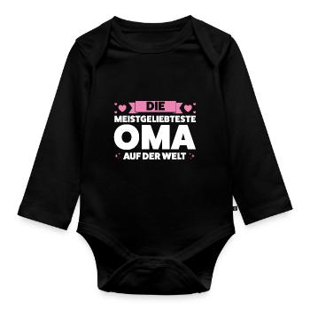 Oma Großmutter Großmütter Geschenk - Baby Bio-Langarm-Body - Schwarz - Vorne
