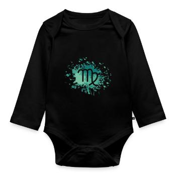 Zodiac Virgo Symbol Color Splash - Organic Longsleeve Baby Bodysuit - black - Front