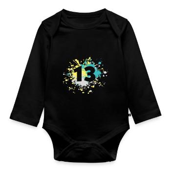 Number 13th Color Splash - Baby Bio-Langarm-Body - Schwarz - Vorne