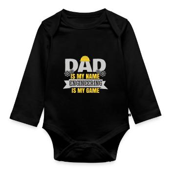 Engineer Dad - Organic Longsleeve Baby Bodysuit - black - Front