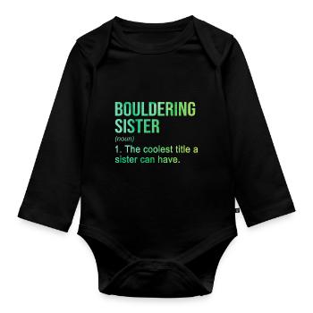 Bouldering Sister Noun Definition Boulder Rock Cli - Baby Bio-Langarm-Body - Schwarz - Vorne