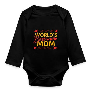 Fête des Mères maman et la meilleure cadeau maman - Body Bébé bio manches longues - noir - Devant