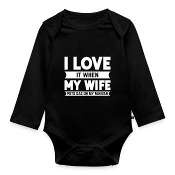 Dads Minivan Daddy Lifestyle Dad Drives Minivan - Baby Bio-Langarm-Body - Schwarz - Vorne