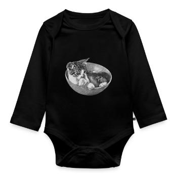 OLGA in Schuessel SW - Baby Bio-Langarm-Body - Schwarz - Vorne