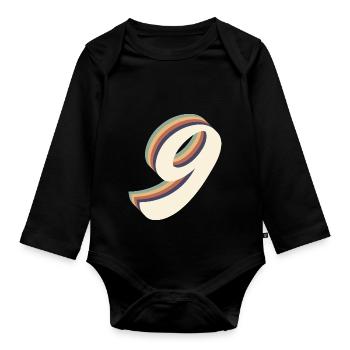 Vintage 9th Anniversary - Organic Longsleeve Baby Bodysuit - black - Front