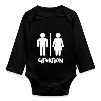 Schwangerschaft Babyparty Babyshower Boy Girl - Baby Bio-Langarm-Body - Schwarz - Vorne