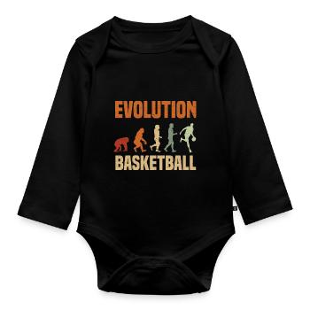Basketball Evolution From Monkey To Men BBall - Body Bébé bio manches longues - noir - Devant