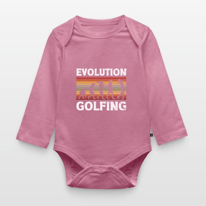 Golf Evolution From Monkey To Men Golfing Organic Longsleeve Baby Bodysuit