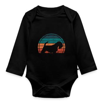 Sealyham Terrier Dog Vintage Retro - Organic Longsleeve Baby Bodysuit - black - Front