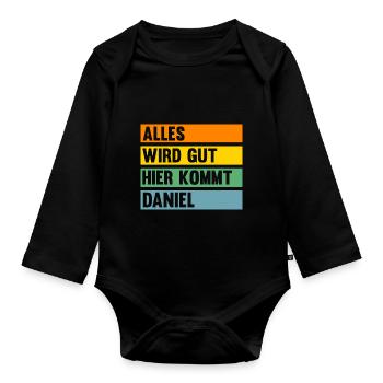 Daniel - Baby Bio-Langarm-Body - Schwarz - Vorne