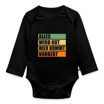 Norbert - Baby Bio-Langarm-Body - Schwarz - Vorne