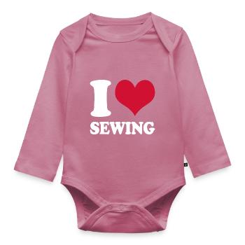I Love Sewing - Organic Longsleeve Baby Bodysuit - mauve - Front