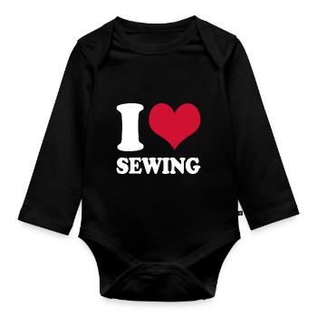 I Love Sewing - Organic Longsleeve Baby Bodysuit - black - Front