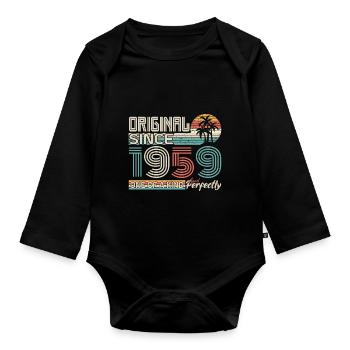 1959 anniversary 1959 born in 1959 anniversary - Organic Longsleeve Baby Bodysuit - black - Front