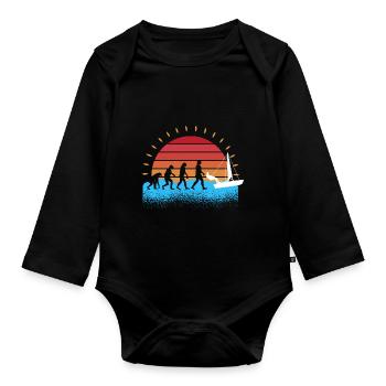 Evolution Segelboot Segler Segeln - Baby Bio-Langarm-Body - Schwarz - Vorne