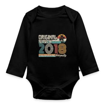 2018 anniversary 2018 born in 2018 anniversary - Organic Longsleeve Baby Bodysuit - black - Front