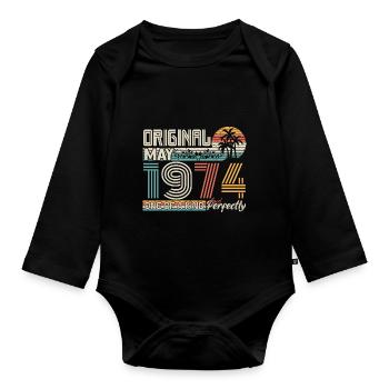 May 1974 birthday May 1974 gift 1974 - Organic Longsleeve Baby Bodysuit - black - Front
