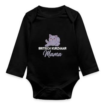 Britisch Kurzhaar Katze - Baby Bio-Langarm-Body - Schwarz - Vorne