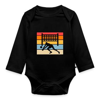 Volleyball Joueur de volleyball Rétro Volleyball - Body Bébé bio manches longues - noir - Devant