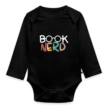 Book nerd - Organic Longsleeve Baby Bodysuit - black - Front