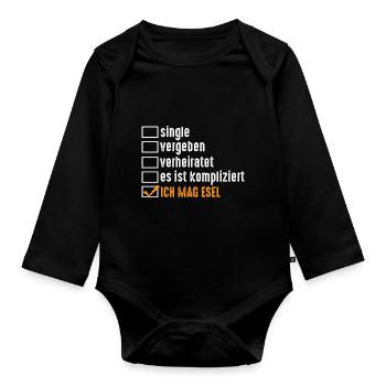 Beziehungsstatus Esel - Baby Bio-Langarm-Body - Schwarz - Vorne