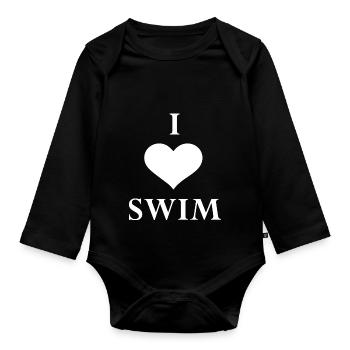 Triathlon Natation Vélo Course Marathon - Body Bébé bio manches longues - noir - Devant