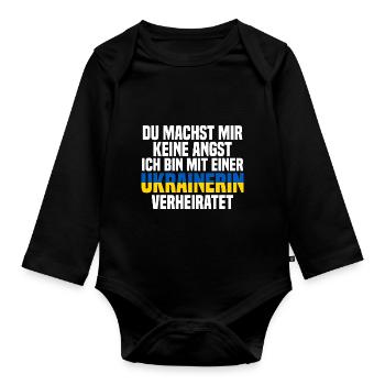 Du machst mir Keine Angst ich bin mit einer Ukrain - Baby Bio-Langarm-Body - Schwarz - Vorne