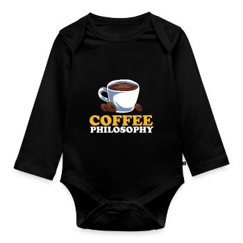 Philosophie Lehrer Poesie Wissenschaft Buch Kaffee - Baby Bio-Langarm-Body - Schwarz - Vorne