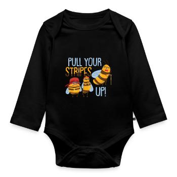 Funny Bee Lover Kids Honey Bee - Organic Longsleeve Baby Bodysuit - black - Front