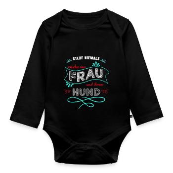 bday schäferhund humor lieben spruch windhund cool - Baby Bio-Langarm-Body - Schwarz - Vorne