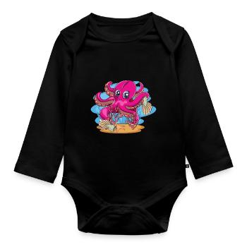 Cute Octopus Ocean Animal Gift Idea Octopus - Organic Longsleeve Baby Bodysuit - black - Front