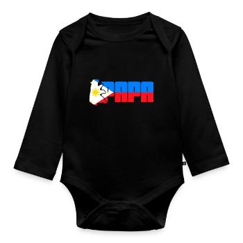 Papa Design für stolze Pinoys - Baby Bio-Langarm-Body - Schwarz - Vorne