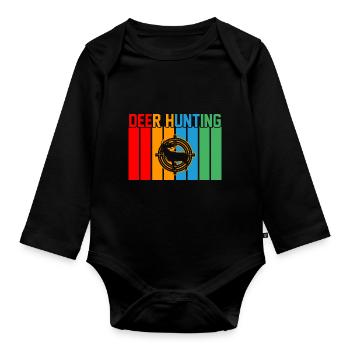 Hirschjagd Retro-Design Hirschjagd Geschenk - Baby Bio-Langarm-Body - Schwarz - Vorne
