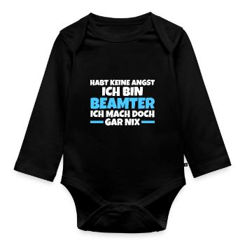 Beamter Beamte Verbeamtung Geschenk - Baby Bio-Langarm-Body - Schwarz - Vorne
