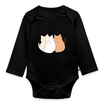 3 chats heureux - Body Bébé bio manches longues - noir - Devant
