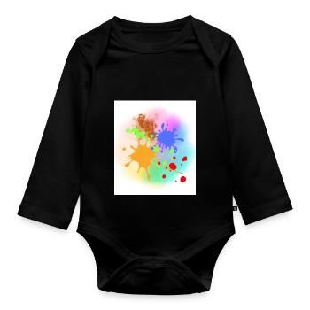 Splashes of colour - Organic Longsleeve Baby Bodysuit - black - Front