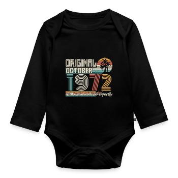 Octobre 1972 anniversaire October 1972 cadeau 1972 - Body Bébé bio manches longues - noir - Devant