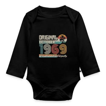 Oktober 1969 Geburtstag Oktober 1969 Geschenk 1969 - Baby Bio-Langarm-Body - Schwarz - Vorne