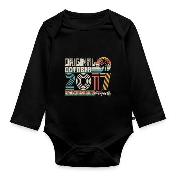 October 2017 Birthday October 2017 Gift 2017 - Organic Longsleeve Baby Bodysuit - black - Front