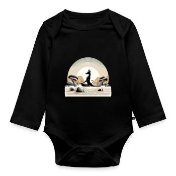 Mindful Xolo Dia de Muertos Meditation Yoga - Baby Bio-Langarm-Body - Schwarz - Vorne