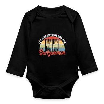 Backgammon - Baby Bio-Langarm-Body - Schwarz - Vorne