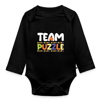 Puzzle fan puzzler puzzle pieces puzzle - Organic Longsleeve Baby Bodysuit - black - Front