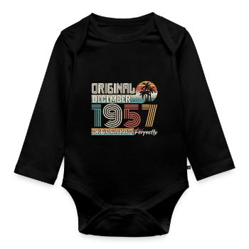 Dezember 1957 Geburtstag Dezember 1957 Geschenk - Baby Bio-Langarm-Body - Schwarz - Vorne