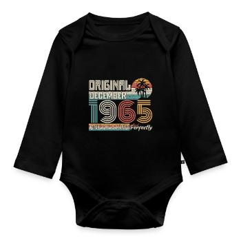 Décembre 1965 anniversaire December 1965 cadeau - Body Bébé bio manches longues - noir - Devant