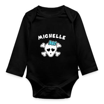 Pirate Michelle Design for Girls and Women - Organic Longsleeve Baby Bodysuit - black - Front