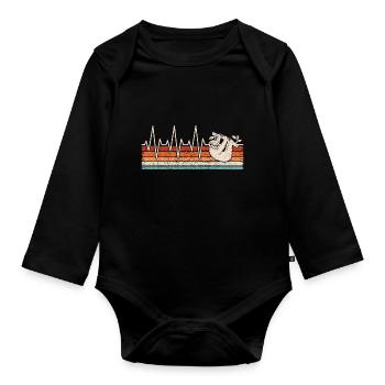 Faultier Herzschlag - Baby Bio-Langarm-Body - Schwarz - Vorne