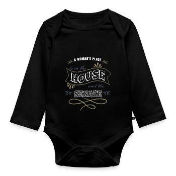 Statement Abort Greg Abbott Barber Hair Girl Women - Organic Longsleeve Baby Bodysuit - black - Front