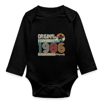 Février 1996 anniversaire Février 1996 cadeau - Body Bébé bio manches longues - noir - Devant